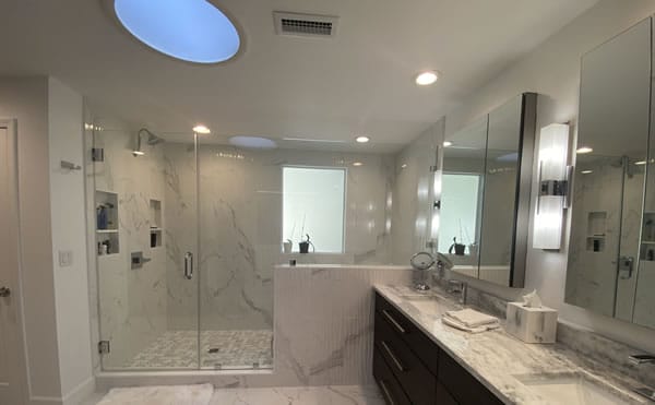 Modern bathroom with solar tubes